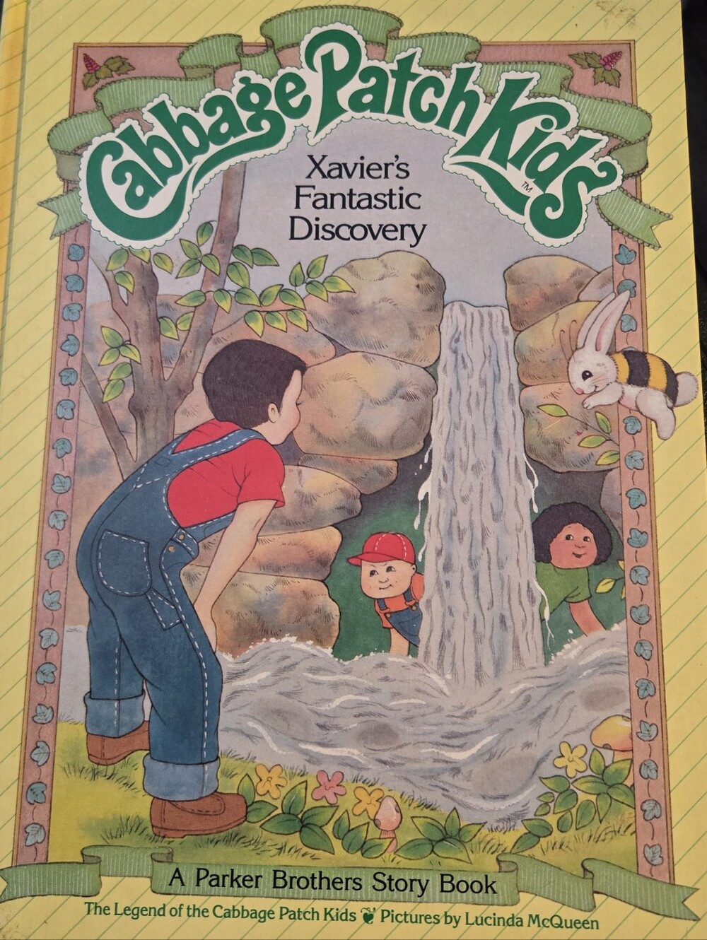 Four  Cabbage Patch Kids "Xavier's Fantastic Discovery" Story Book - Green Cover